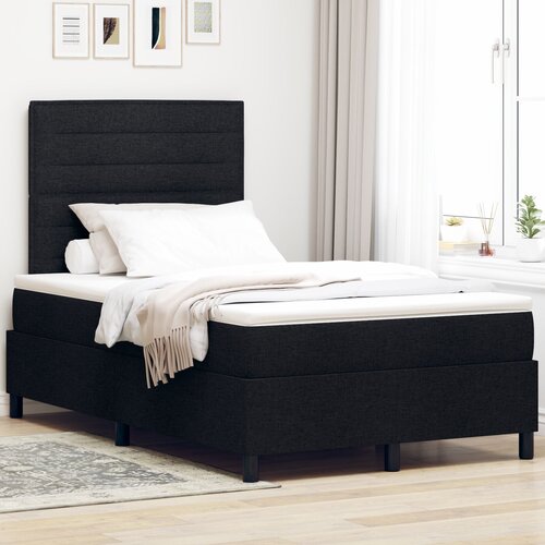 VidaXL postelja s &amp;scaron;katlastim vzmetenjem z vzmetnico Črna 120x200 cm Tkanina Slike