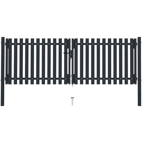 vidaXL Dvojna vrata za ograjo iz jekla 306x125 cm antracitna Cene