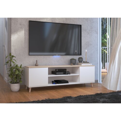 ADRK Sodobna TV omarica PETRA z dvema vratoma - BELA-SONOMA HRAST Slike