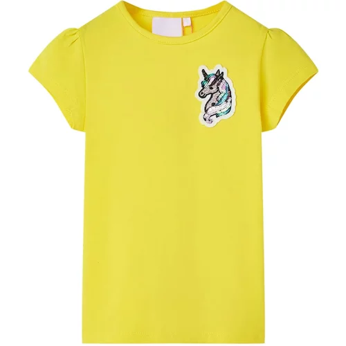 vidaXL Otroška majica živo rumena 116