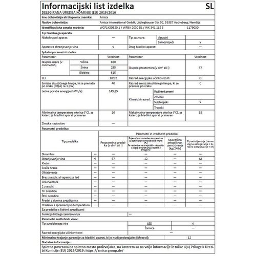 Amica vinski hladnjak WCF1K30B20.1 ( 1179030 ) Slike