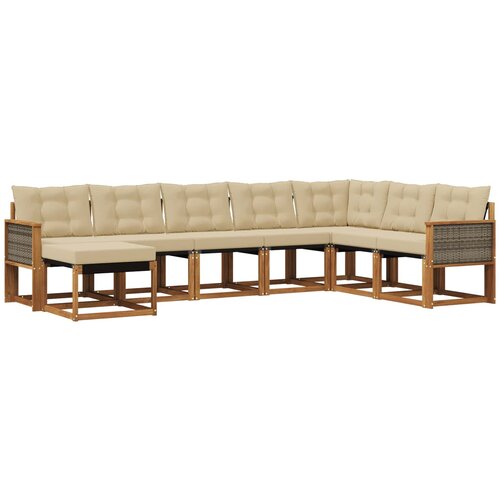 vidaXL Zunanja garnitura za sedenje z blazino 8 pcs Naravna in bež, (5000280327) Cene