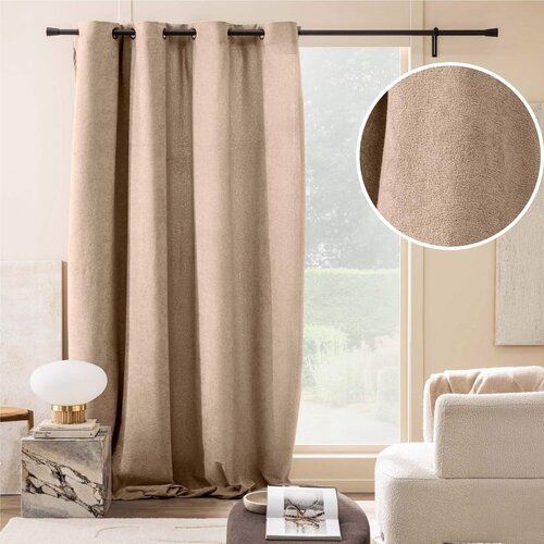 Douceur d int&amp;eacute;rieur Svetlo rjava boucl&amp;eacute; zavesa 140x260 cm Winona &amp;ndash; Slike