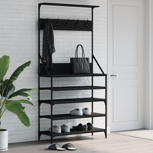 vidaXL Regal za oblačila s prostorom za čevlje črn 90x34x184 cm Cene