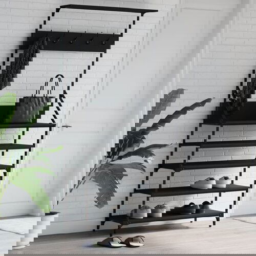 VidaXL Stalak za odjeću sa spremi&amp;scaron;tem za cipele crni 90x34x184 cm Slike