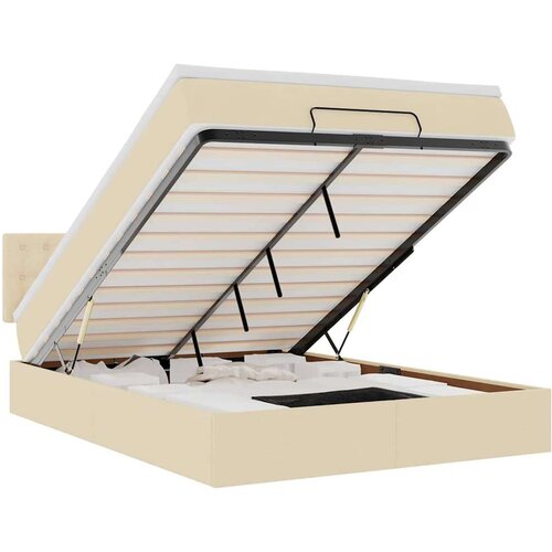  Otomanski krevet s madracem krem 140x190cm od tkanine Slike
