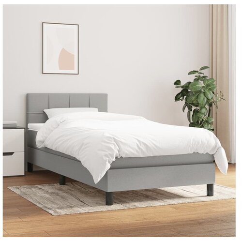  Box spring postelja z vzmetnico svetlo siv 100x200 cm blago Cene