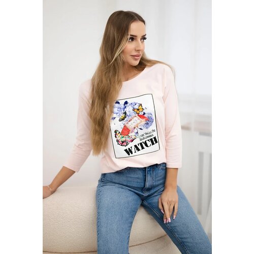 Kesi Blouse with graphics 3D Watch powder pink Cijene
