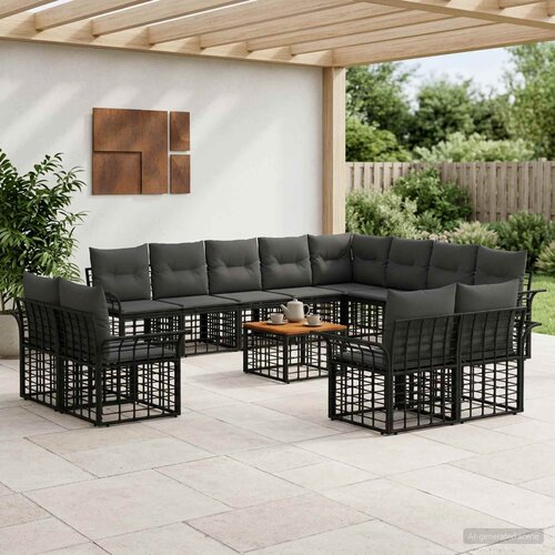  Set vanjskih sofa 13 kom. Crna i tamno siva Poliester Cijene