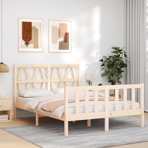VidaXL Okvir za krevet s uzglavljem 140x200 cm od masivnog drva Slike