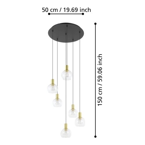 Eglo 390279 -led prigu&amp;scaron;iva luster na sajli terque 6xLED/5,4W/230V 3000K pr.54cm Slike