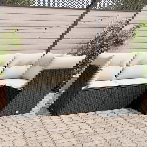 VidaXL 4-dijelni set vrtnih sofa od poliratana s jastucima crni Slike