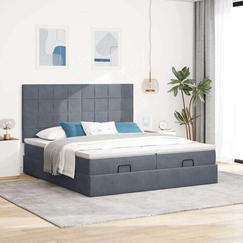 VidaXL Okvir kreveta s madracima tamnosivi 200x200cm bar&amp;scaron;unasti Slike