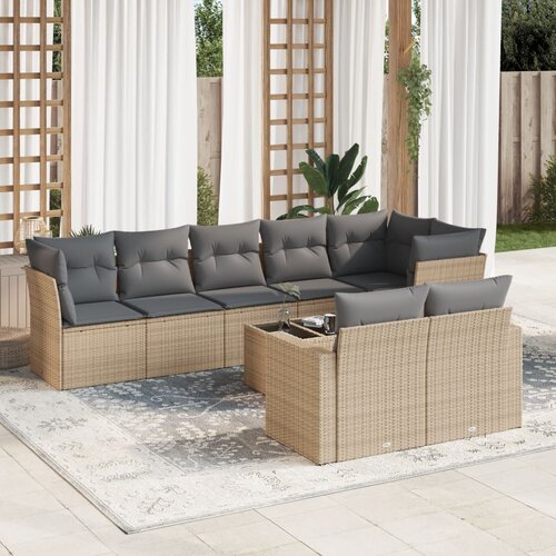 vidaXL 9-dijelni set vrtnih sofa s jastucima bež od poliratana Cene
