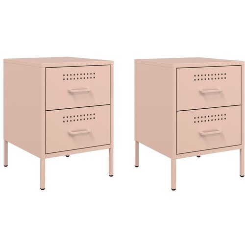 Maison Chic Dvo delni komplet Nočne omarice - Nočne mize roza 36x39x50,5 cm jeklo, (21687150) Slike