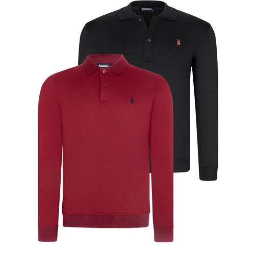 Dewberry DOUBLE SET V4007 MEN'S SWEATSHIRT-BLACK-BURGUNDY Cijene