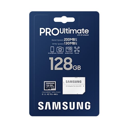 Samsung microSD Card PRO Ultimate 128 GB 200 MB/s Slike