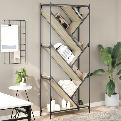 vidaXL Regal za knjige boja hrasta 79 x 30 x 180 cm od drva i metala Cijene