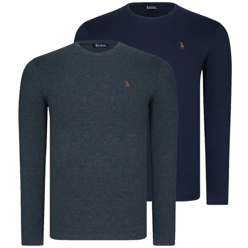 Dewberry DUAL SET T8588 ROUND COLLAR MEN'S SWEATSHIRT-ANTHRACITIS-LACİVERT