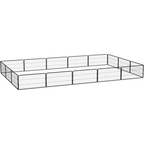  Ograda za pse s 16 panela crna 100 x 50 cm čelik obložen prahom Cene