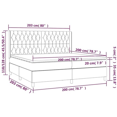  box spring s madracem LED tamnozeleni 200x200 cm bar&amp;scaron;un - Tamnozelena 200 x 200 cm Dizajn s gumbima Slike