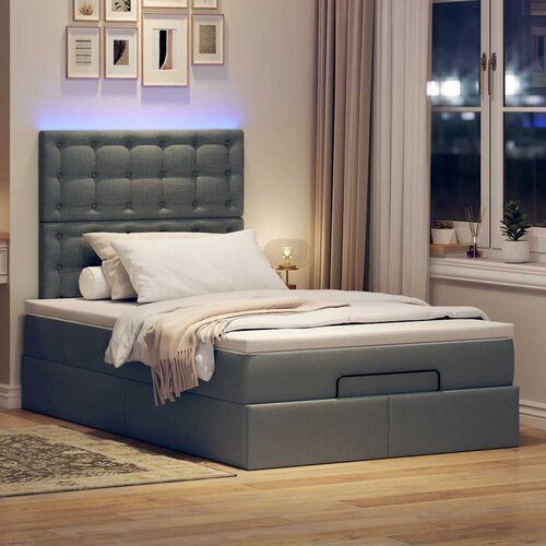 VidaXL Otomanski posteljni okvir z vzmetnico siv 120x190 cm blago Slike