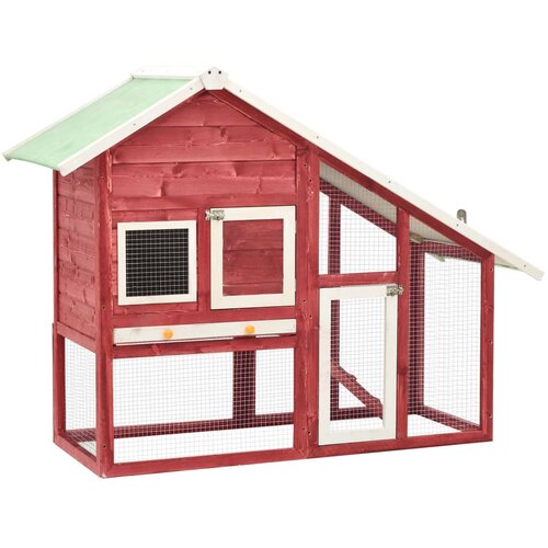 VidaXL Zajčnik rdeč in bel 140x63x120 cm trden les jelke Slike
