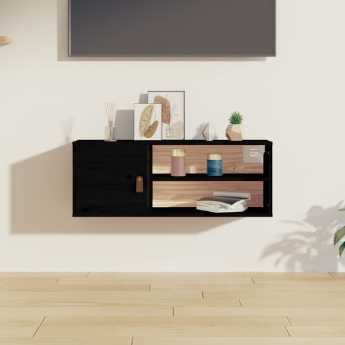VidaXL Zidni ormarić crni 80 x 30 x 30 cm od masivne borovine Slike