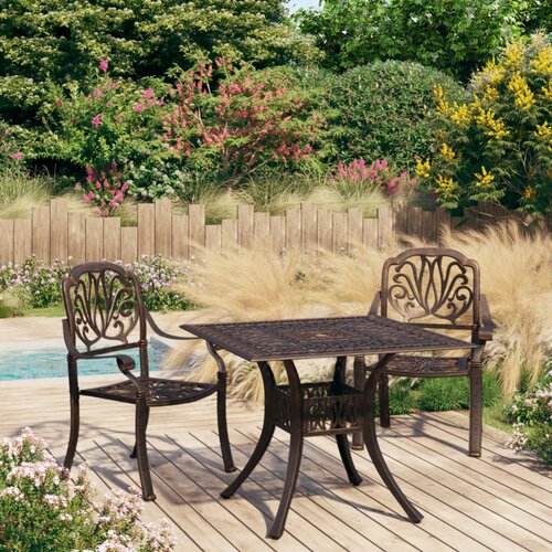 VidaXL 3-dijelni bistro set od lijevanog aluminija brončani Slike