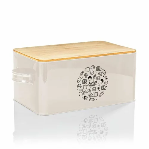 Klarstein Gistad, škatla za kruh, pločevina, bambusov pokrov, 44 × 16 × 21 cm (Š × V × G), pravokoten