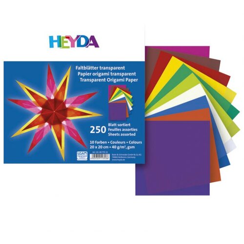  PAPIR ORIGAMI 20X20 CM 40G PK250 HEYDA 20-48755 21 PROZIRNI SORTIRANO Cijene