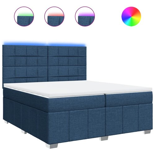 vidaXL Box spring postelja z vzmetnico modra 200x200 cm blago, (21308881) Cene