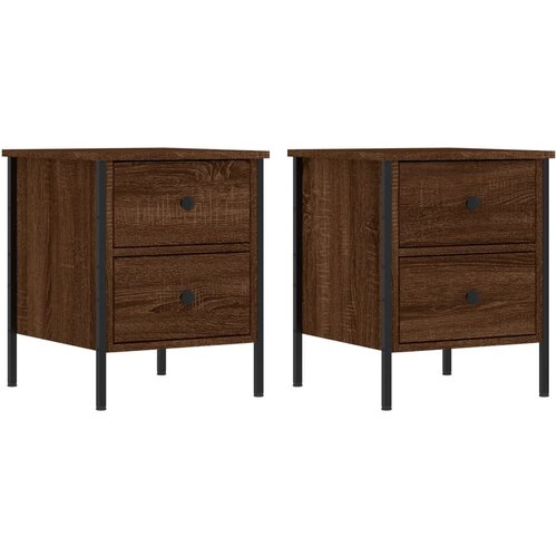 Maison Chic Dvo delni komplet Nočne omarice - Nočne mize rjavi hrast 40x42x50 cm inženirski les, (21688540) Slike