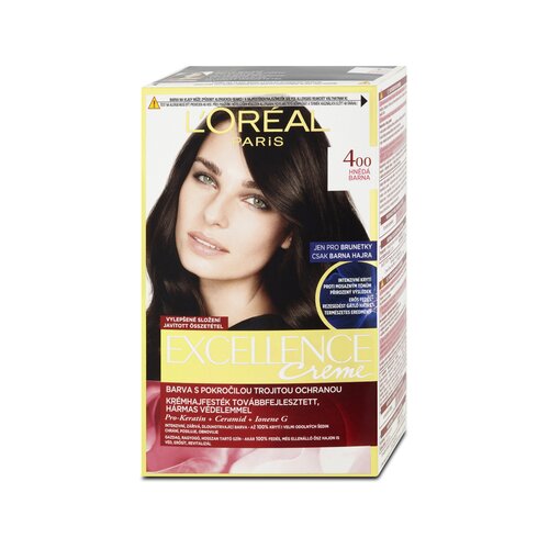 L&amp;acute;Or&amp;eacute;al Paris excellence creme triple protection barva za lase 48 ml odtenek 400 brown Slike