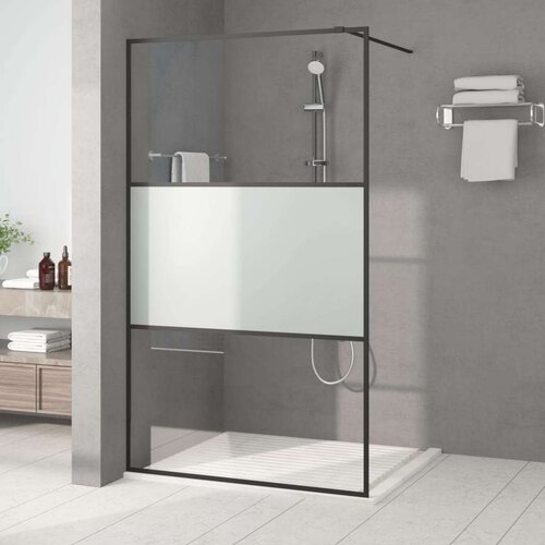 Pregrada za tu&amp;scaron; crna 115 x 195 cm s napola mutnim staklom ESG Slike