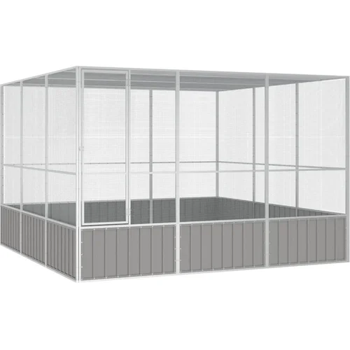 Den Ptičja kletka siva 302,5x324,5x211,5 cm pocinkano jeklo