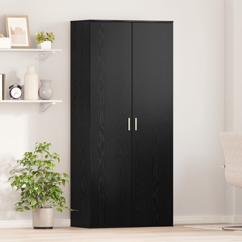 VidaXL visoki regal Črna jesenova 80x39x178 cm iz umetnega lesa Slike