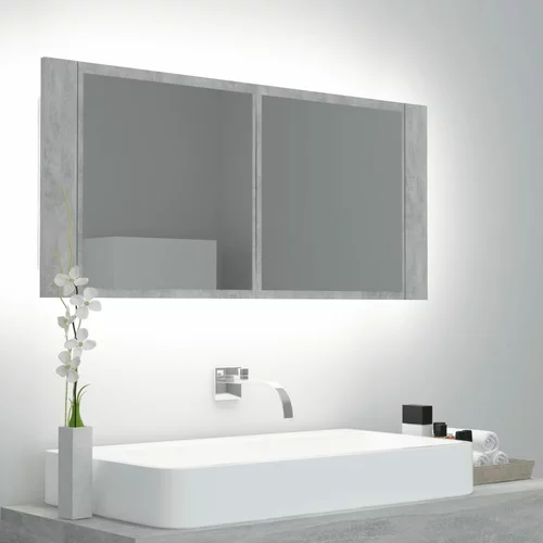 vidaXL LED kopalniška omarica z ogledalom betonsko siva akril, (20580175)