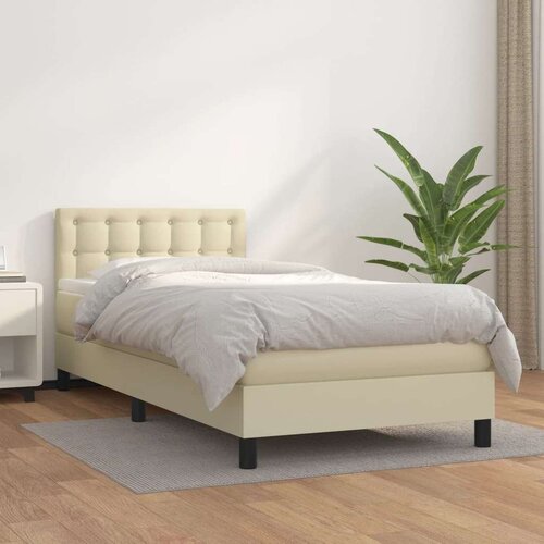  Boxspring - Krevet s oprugama i madracem krem 90 x 190 cm od umjetne kože - Krema 90 x 190 cm gumbi Cijene