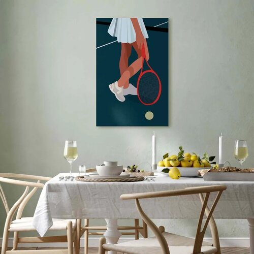  Slika - Female Tennis Player With a Red Racket on the Court - Graphics 60x90 Standard Slike