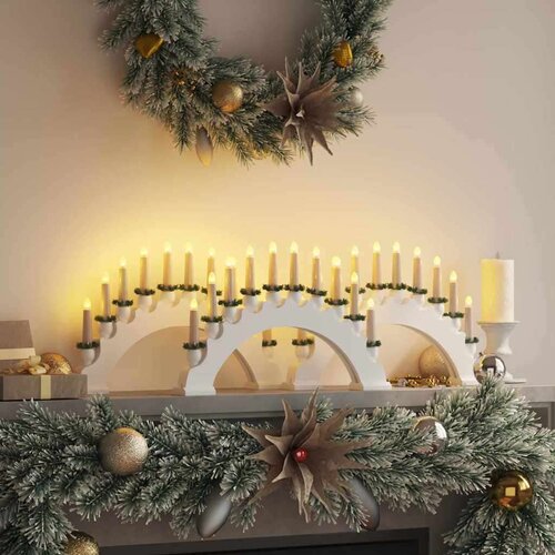 VidaXL Božični svečnik s 10 LED svečami 3 pcs Bela 47 x 5 x 29 cm Slike