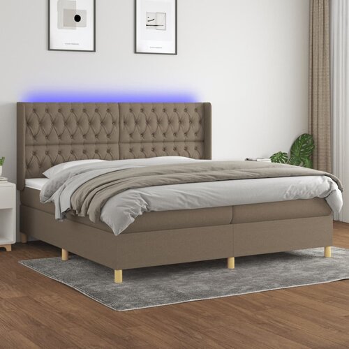 box spring s madracem LED smeđesivi 200x200 cm tkanina Cijene