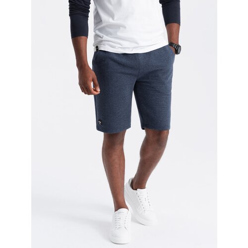 Ombre Men's ottoman knitted short sweat shorts - navy blue Cijene