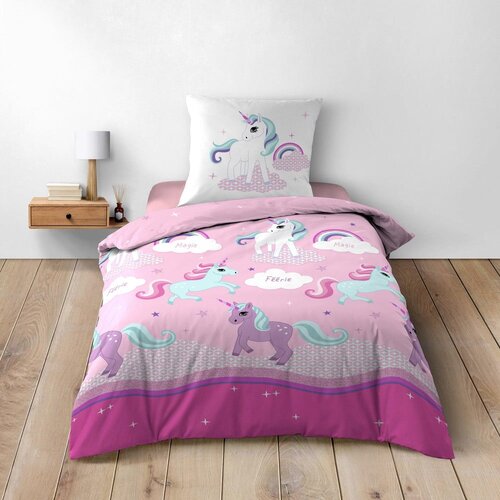 Douceur d int&amp;eacute;rieur Ružičasta pamučna dječja posteljina za krevet za jednu osobu 140x200 cm Licorne &amp;ndash; Slike