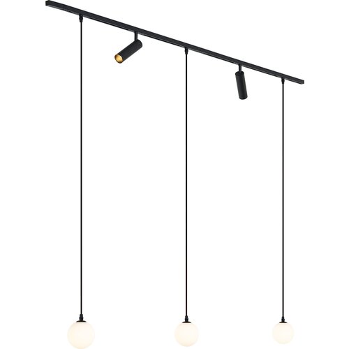QAZQA Sodobni sistem tirnih svetil črne barve z 2 reflektorjema in 3 visečimi svetilkami 1-fazni - Slimline Uzzy Eira Cene