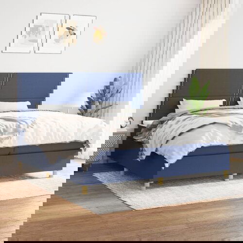 The Living Store Box spring postelja z vzmetnico moder 200x200 cm blago - Box Spring Postelja, (21514133) Cene