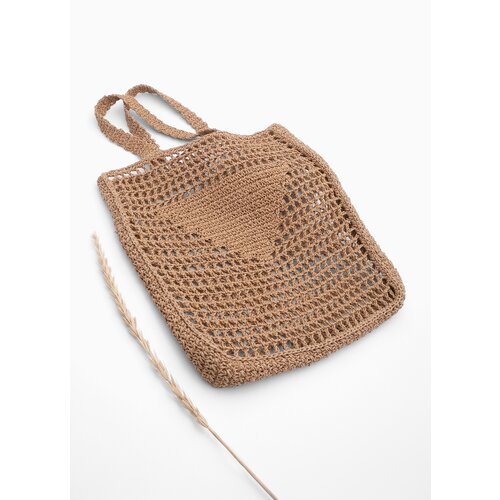 Marjin Women's Handmade Knitted Shoulder Bag Mirce Natural Straw Cene