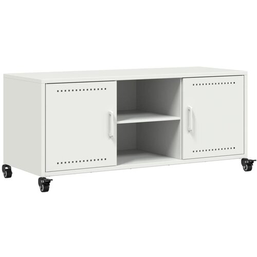 Maison Chic TV omarica - TV stojalo - Televizijska omarica bela 100,5x39x43,5 cm jeklo, (21700228) Slike