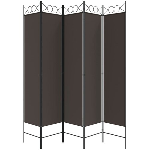  pregrada s 5 panela smeđa 200 x 200 cm od tkanine Slike