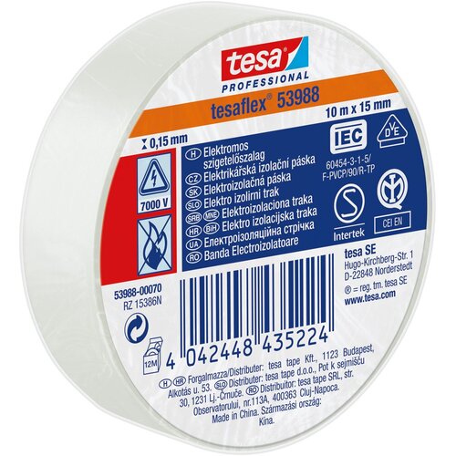 Tesa VEČNAMENSKI LEPILNI TRAK ELEKTRO IZOLIRNI TRAK BEL 10MX15MM Cene